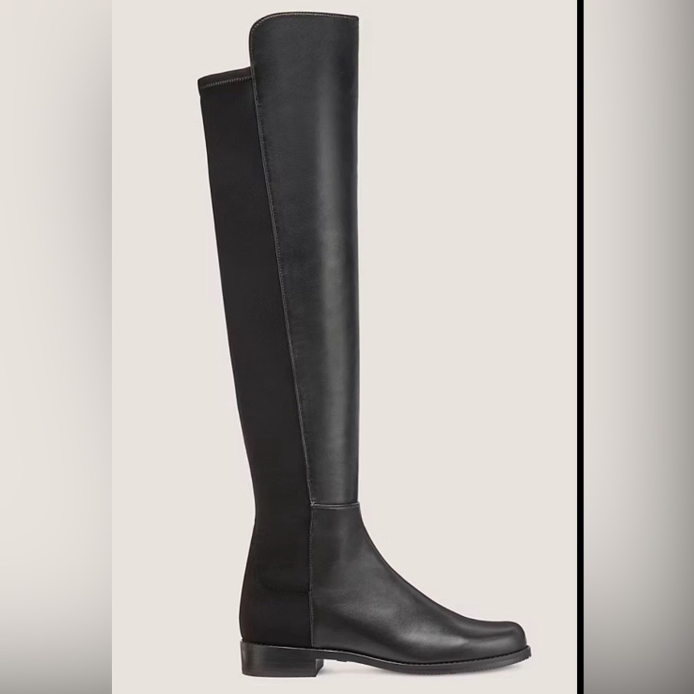 Stuart Weitzman 5050 Over-The-Knee Black Leather Boots, Sz 10.5 New MSRP $795